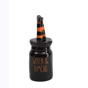Rae Dunn Ceramic Halloween Storage Cannister(Witch and Famous/4.5inx10.5in)